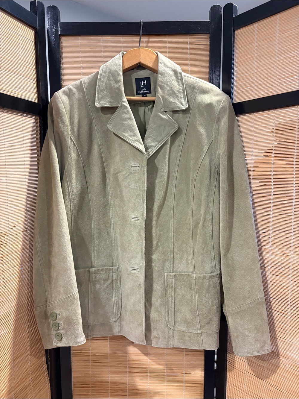 Light Olive Suede Button Jacket